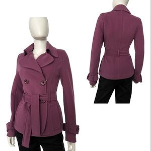 NWT‎ WOMEN'S SHORT JACKET DOUBLE-BREASTED PEACOAT BELTED LINED COAT